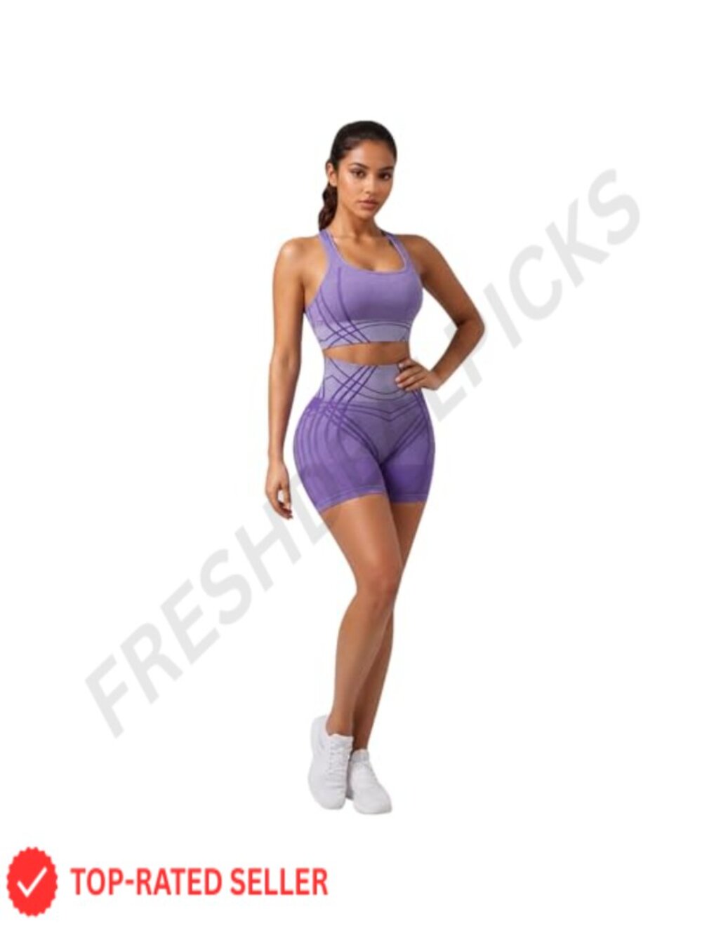 Seamless Workout Set 2 Piece High Waist Biker Shorts Ribbed Stretch
